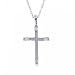 Diamond Cross Pendant in Solid White Gold with Necklace