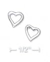 Sterling Silver Heart Outline Post Earrings - Guaranteed Delivery by Dec 24th