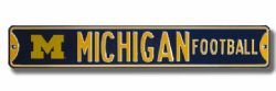 Steel Street Sign: MICHIGAN FOOTBALL with Logo