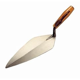Rose Narrow London Pattern Brick Trowel 11" blade, 5-1/2" Standard Shank Leather Handle