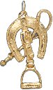 Horseshoe, Whip and Stirrup, 14K Gold Charm