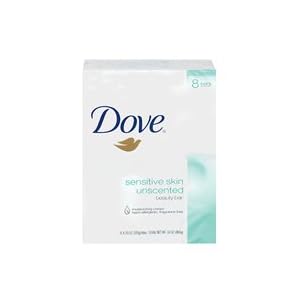Dove Beauty Bar, Sensitive Skin, Unscented, 8-Count 4.25-Ounce Bars (Pack of 3)