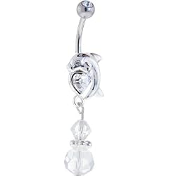 Dolphin Bead Dangle Translucent Belly Ring