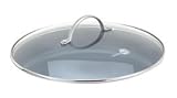 Greenpan 20 cm Tempered Glass with Stainless Steel Rim Univesal Glass Lid with Metal Handle