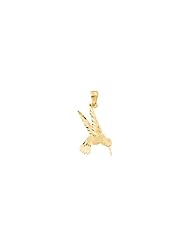 21.75x12.50 mm Hummingbird Pendant in 14K Yellow Gold