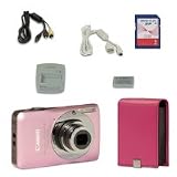 Canon PowerShot 12.1MP Digital Camera with Leather Case and 2GB SD Card - Pink (SD1300 IS)