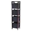 Capri 4-Section N Storage Shelf with 4 Foldable Black Fabric Baskets By Winsome Furniture