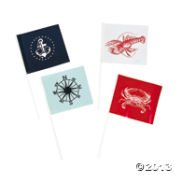 Plastic Nautical Theme Flags - 12 ct assorted