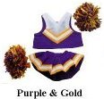 Purple & Gold Cheer Outfit fits 7"-8" Stuffed Animals like WebkinzL'il Kinz, Beanie Babies and Teenie Teddies