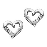 Certified, 10kt. White Gold, 1/10 ct. tw. Diamond Heart Earrings