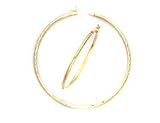 14k Tricolor Large Diamond Cut Hoop Earrings