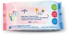 Case - Medline Economy Baby Wipes, Non Scented, 80-ct. pack/24 packs per case. 5.5" x 7.25"