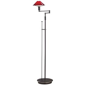 Holtkoetter Magna Red and Bronze Swing Arm Floor Lamp