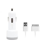 Griffin PowerJolt Car Charger for iPod and iPhone Includes Charge/Sync Cable (White)