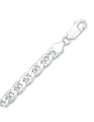 Sterling Silver 20 Inch 180 Flat Marina Chain Necklace - 6.5mm Wide