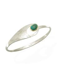 Ed Levin, Spoon Bracelet, Turquoise, .925 Sterling Silver & 14K Gold, Sizes S - L, Expandable