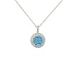 14K White Gold Diamond and Blue Topaz Pendant