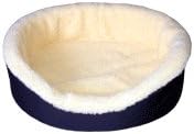 Dog Bed King Cuddler American Made Medium Navy/Imitation Lambswool. Size: 27x21x7. Removable Washable Cover.