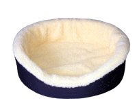 Medium Navy/Imitation Lambswool Dog Bed King Pet Bed-Orthopedic Comfort. Size: 27x21x7. We make them in the USA.