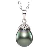 14K Tahitian Cultured 9-10mm Pearl Pendant with Chain
