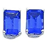 14K WG Emerald Cut Tanvorite Earrings Jewelry 7x5mm