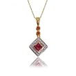 Ruby and Diamond Classic Drop Pendant in 14 Karat Yellow Gold