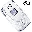 Naz (Alpine White) Motorola V3 Razr With Swivel Belt Clip - Matching Keyring / Moneyclip - Boa Series + 12V Car Charger - By PCMicroStore