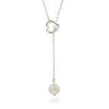 Image of Eve's Addiction Pearl Drop Sterling Silver Heart Lariat