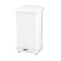 Rubbermaid FGST12E White Steel 12 Gallon Square The Defenders Step Can with Plastic Liner