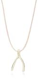 Dogeared Breast Cancer Find a Cure Sterling Silver Wishbone Charm on Pink Silk Thread Necklace, 18