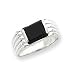 Sterling Silver Rectangle Black Stone Mens Ring - Size 9