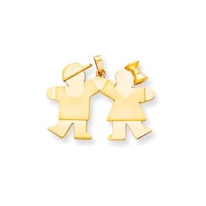 Boy Girl Silhouette Charm, Yellow Gold