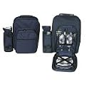 Luxury Two Person Picnic Backpack in Navy Blue