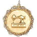 Slim Fit Sewing Machine on Disc, 14K Gold Charm