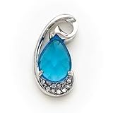 Sterling Silver Blue and Clear CZ (Cubic Zirconia) Heart Pendant Slide