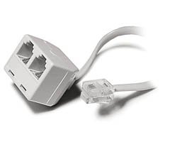Recoton T30WHITE Modular Duplex Extension Cord, 4 Conductor, White (25 feet)