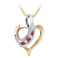 Ruby & Diamond Heart Pendant in 10K Two Tone Gold by Fred Meyer Jewelers