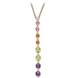 Genuine IceCarats Designer Jewelry Gift 14K White Gold Genuine Pink Tourmaline, Citrine, Peridot, Amethyst & Diamond Necklace. .035Cttw Genuine Pink Tourmaline, Citrine, Peridot, Amethyst & Diamond Necklace In 14K White Gold