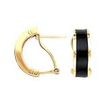 14k Gold & Inlayed Black Onyx Hoop Earrings
