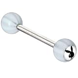 Playboy Bunny White LOGO INLAY White BEACH BALL Barbell Tongue Ring