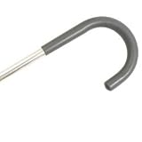 Walking Cane - Tourist adjustable silver vinyl cane. This cane has a push button heigth adjustment in 1increments. Weight capacity 250 pounds, height adjustable 33-37 inches.