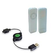 Apple iPod Shuffle (512MB) FlexiSkin and miniSync Bundle (Lemon Yellow, Smoke Grey)