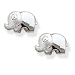 Matte elephant design with clear CZ Solid Sterling Silver Earrings