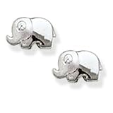 Matte elephant design with clear CZ Solid Sterling Silver Earrings