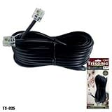 25' FT FOOT BLACK PHONE TELEPHONE EXTENSION CORD CABLE LINE WIRE WITH STANDARD RJ-11 PLUGS JACKS