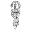 Gray Snake Dagger Temporary Tattoo 1.5x2.5