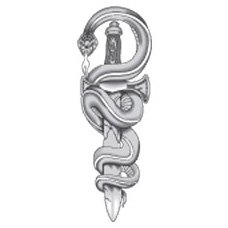 Gray Snake Dagger Temporary Tattoo 1.5x2.5