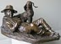 Boy and his Dog Lying Down Bronze Statue