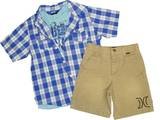 Hurley Boys 3 Piece Short Set Button Down Shirt Tee Shorts Size 6