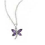 14K White Gold Amethyst And Diamond Necklace